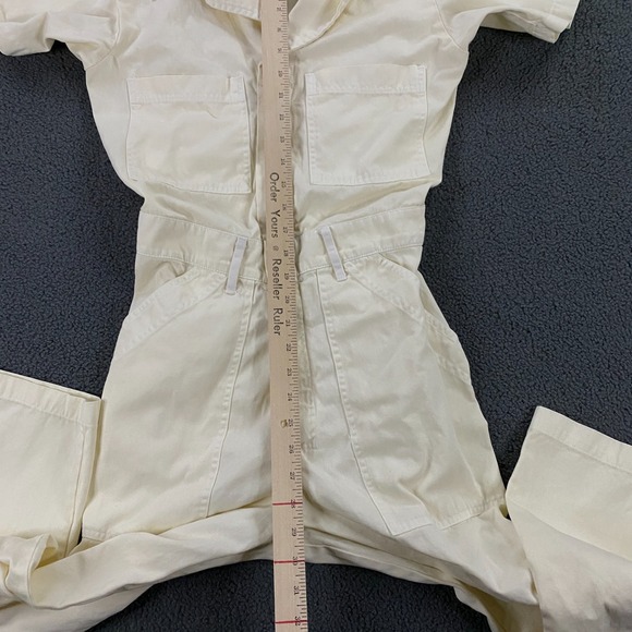 Big Bud Press Jumpsuit size Small Coverall Mechanic Short Sleeve Pastel Yellow - Picture 10 of 13